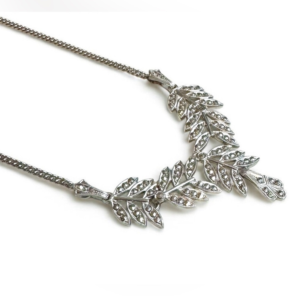 Mid-Century Marcasite Sterling Silver Necklace c1950s (16”)